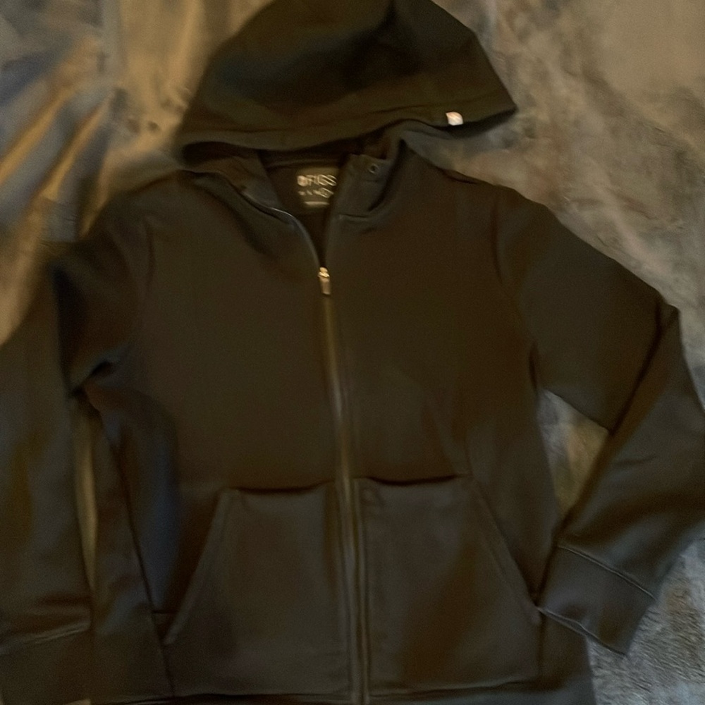 Figs women black zip up hoodie size large